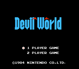 Devil World title screen for NES